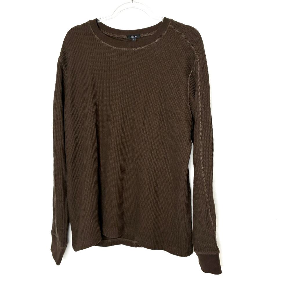 Rails Wade Thermal Chocolate Brown Long Sleeve Waffle Knit Mens Large